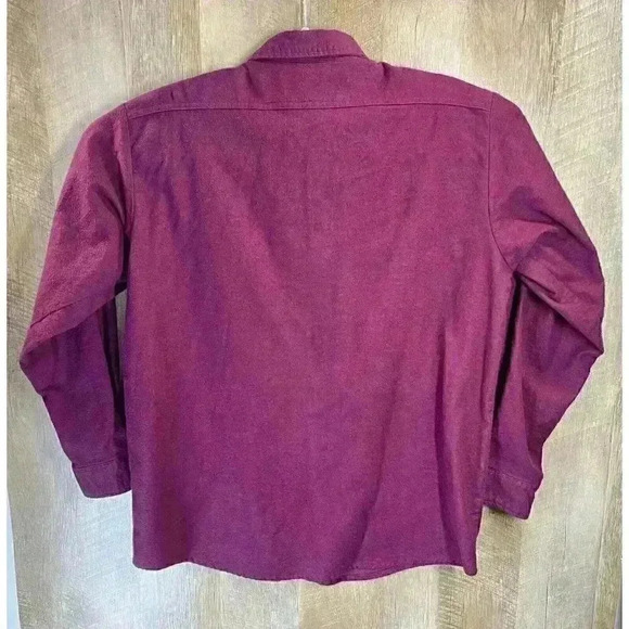 Vintage Shirt Shacket Osh Kosh Mens Large Chamois Flannel Button Burgundy 90s - Picture 4 of 7